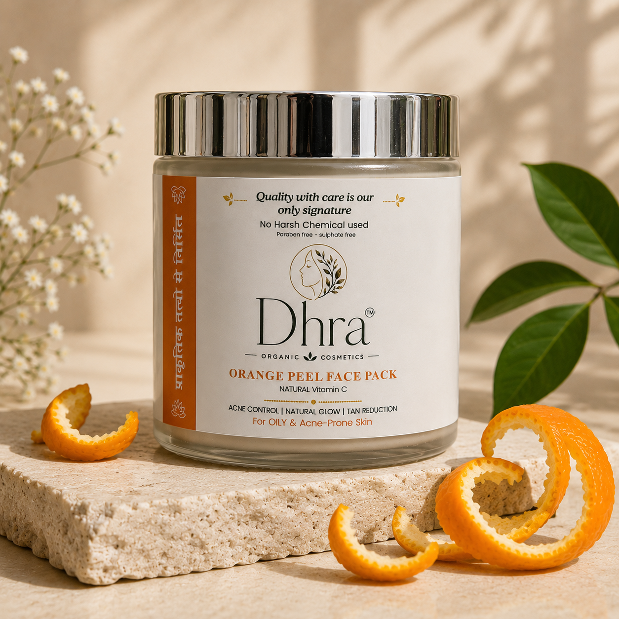 Dhra Orange Peel Face Pack | Vitamin C Glow & Acne Control