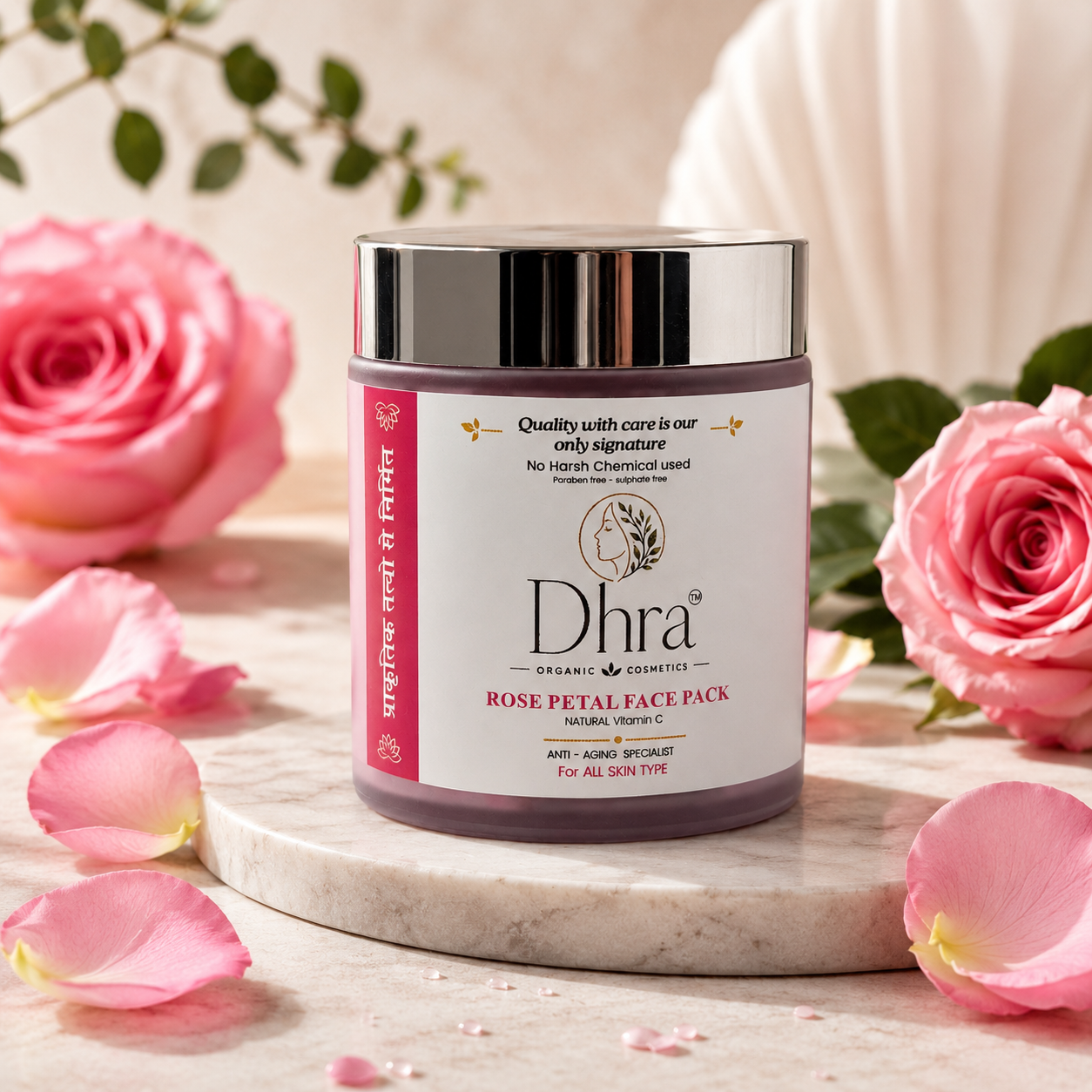 Dhra Rose Petal Face Pack | Natural Glow & Anti-Aging